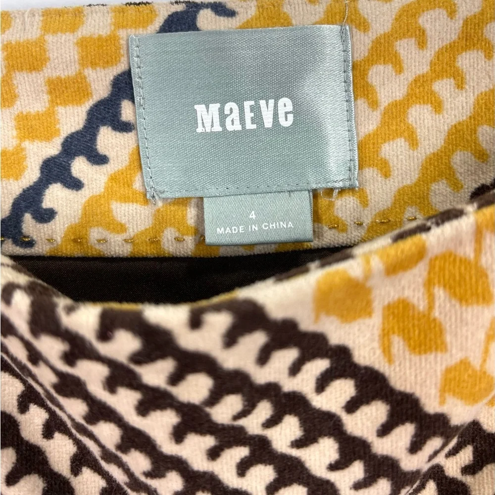 Maeve Skirt Women’s Size 4 Patchwork Houndstooth‎ Velvet Mini Skirt